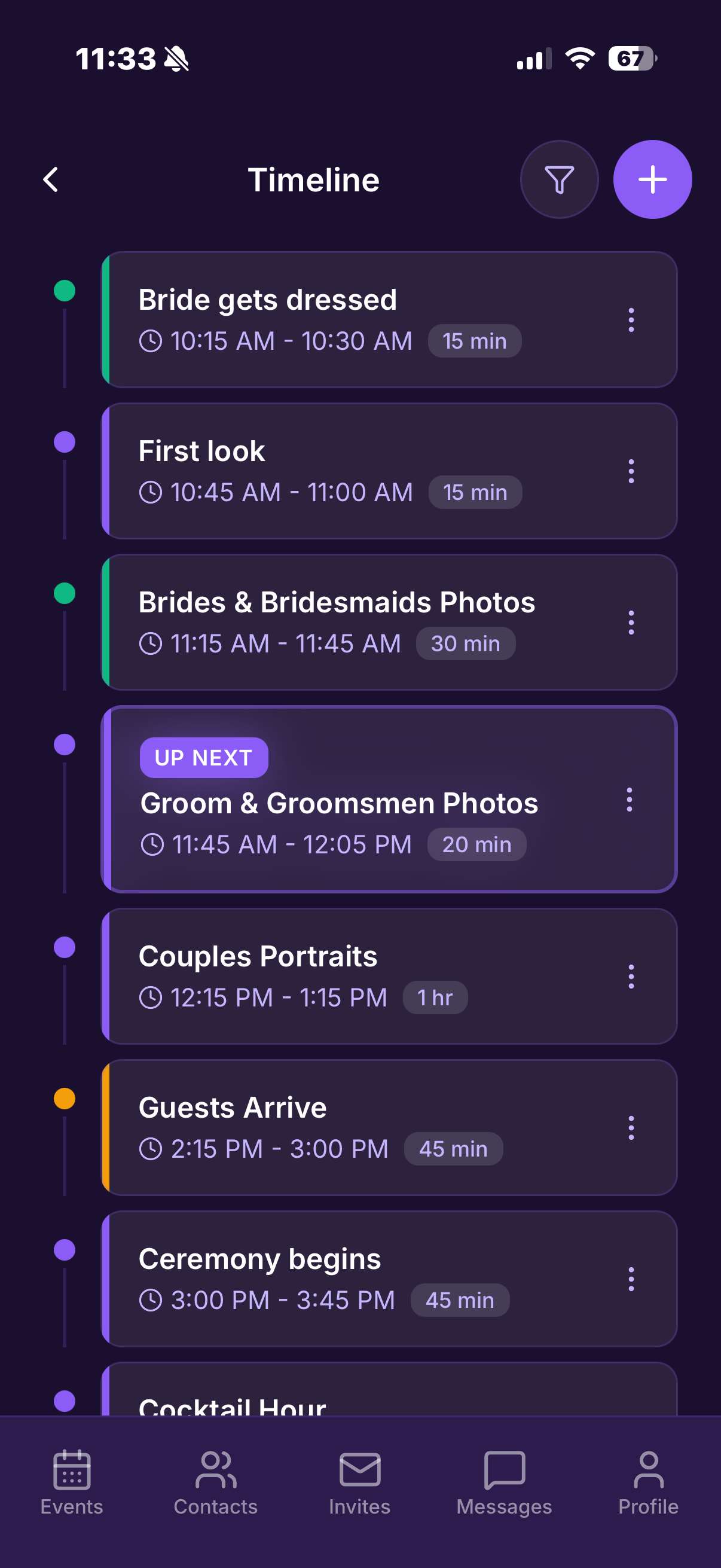 Live, Dynamic Event Timeline